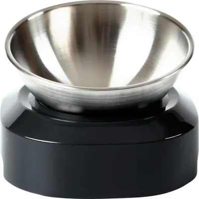 Produktbild von Katzennapf-15°Kipphals-Schutzschale Edelstahl Lebensmittelqualität, Maschinenwaschbar,rutschfeste Silikonbasis,für Haustiere - Einzelne Schüssel