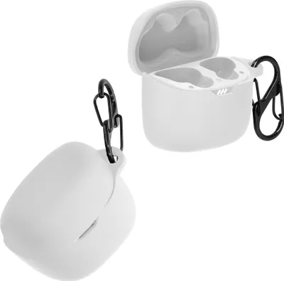 Produktbild von kwmobile Schutzhülle für JBL Tune Flex Hülle - TPU Silikon Case für Kopfhörer Ladecase - stoßfestes Cover mit Karabiner - Weiß