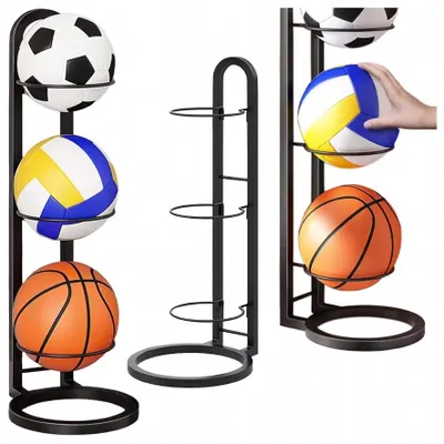 Produktbild von Ballständer, Korb Für 3 Bälle, Abstelle, Organizer Zur Aufbewahrung Von Bällen, Metall