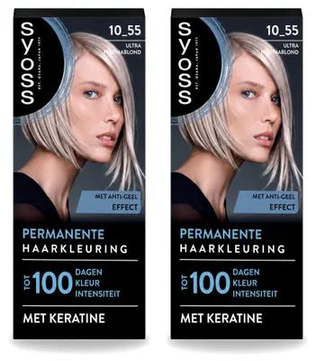 Zdjęcie produktu dla 2 opakowania farby do włosów SYOSS Permanent Coloration 10-55 Ultra Platinablond - zestaw ekonomiczny