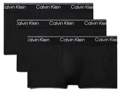 Productafbeelding van Calvin Klein heren boxershorts, 3-pack, model "Trunks", lage taille, met logo aan de tailleband, zwart