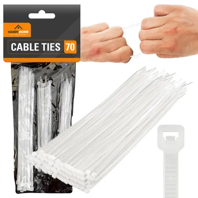 Produktbild von Kabelbinder Set - 70 Stück | Kabelstrap Kabelklemme Kabelband | 9,5 cm, 15 cm und 20 cm | Weiß
