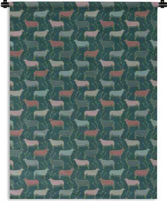 Produktbild von MuchoWow® Wandteppich Wandbehang Muster - Hirsche - Grün 150x200 cm Tapisserie Dekoration Wandtuch - Wandaufhängung - Moderner