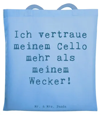 Produktbild von Mr. & Mrs. Panda Jutebeutel Spruch Cello Vertrauen - Sky Blue - Geschenk, totebag, Shopping Tasche, Instrument, Kammermusik, Musikinstrument, Lernen, klassische Musik