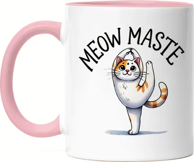 Produktbild von Meow Maste Tasse Rosa Geschenkidee für Yoga-Fans und Katzenliebhaber Namaste