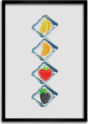 Produktbild von Bild - Bilderrahmen - Foto - 70 cm x 100 cm - MDF - Rahmen - Wandkunst - Frucht und Eis