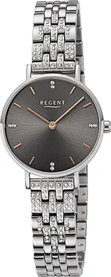Produktbild von Regent Damenuhr Edelstahl-Armbanduhr Analog Metallarmband silber D2URBA873