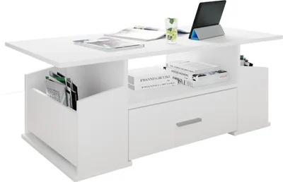 Image de Table basse en bois avec espace de rangement suffisant | Dimensions env. H. 44 x W. 110 x D. 52 cm | Table salon avec tiroir - Junata