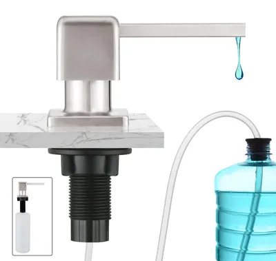 Produktbild von Eingebauter Spülmittelspender, eingebauter Seifenspender, Spülbeckenseifenspender mit 500-ml-Flasche und 1,0 m Verlängerungsschlauch, Befüllung von oben, Edelstahl