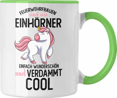 Produktbild von Trendation - Feuerwehrfrau Tasse Geschenk Lustiger Spruch Frauen Feuerwehr Geschenkidee Geburtstag (Grün)