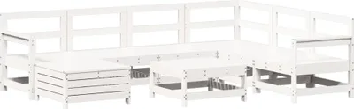 Produktbild von vidaXL 8-tlg. Garten-Sofagarnitur Weiß Massivholz Kiefer
