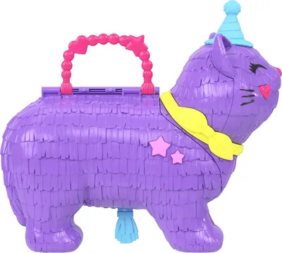 Produktbild von Polly Pocket Party-Katzen-Spielset mit 2 Mikropuppen, 23-Überraschungs-Zubehörteilen inklusive Tieren, Geburtstags-Party mit Riesenrad-Fahrt, Aktion/Abenteuer, 4 Jahr(e), Mehrfarbig, Kunststoff