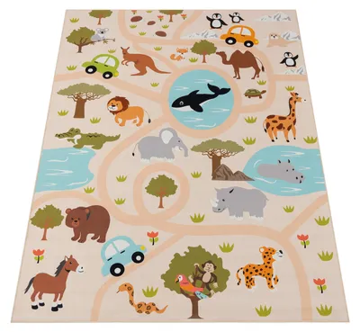 Produktbild von Paco Home Teppich Kinderzimmer Kinderteppich Spielteppich Dschungel Rutschfest 100x200 cm