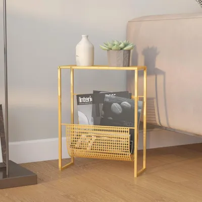 Obrázok produktu pre vidaXL stojan na časopisy zlatý 35x15x45 cm oceľ
