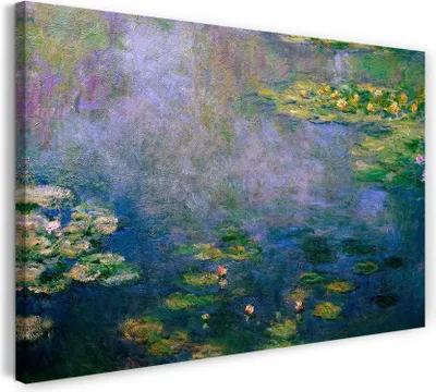 Produktbild von Leinwandbild (120x80cm): Claude Monet - Seerosen, echter Holz-Keilrahmen inkl. Aufhänger, handgefertigt in Deutschland