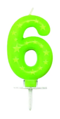 Immagine prodotto di Candela di compleanno numero 6 colore verde