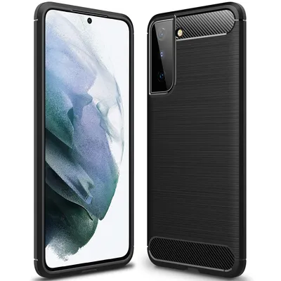 Obrázek produktu pro Pouzdro pro Samsung Galaxy S21 5G, karbonové vlákno, TPU silikonové nárazuvzdorné ochranné pouzdro černé