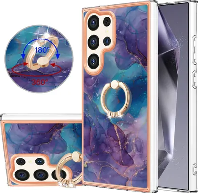 Image de Etui pour Samsung Galaxy S24 Etui de protection en silicone TPU avec anneau de fixation Violet