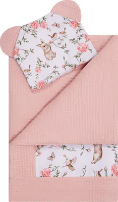 Produktbild von Waffelset für Kinderbett 100x75 cm Rosa Häschen / Bocioland