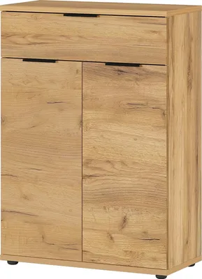 Produktbild von Kommode "392" in braun mit einer Schublade und 2 Türen. Abmessungen (BxHxT) 75x108x37 cm