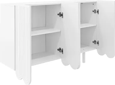 Produktbild von Merax Kommode mit 4 Türen, Sideboard Schrank Wohnzimmerschrank Buffet, B:120cm, Weiß