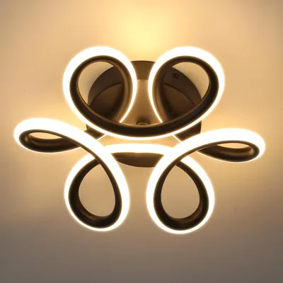 Produktbild von 36W Modern Schwarz LED Deckenlampe in Blumenförmiges Design 3000K Deckenleuchte für Wohnzimmer Schlafzimmer Küche Flur Büro
