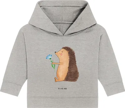 Produktbild von Mr. & Mrs. Panda Organic Baby Hoodie Igel Blumen 12. - 18. Monat - Heather Grey - Geschenk, Krankenhaus, Krankheit, Lustige Sprüche, Kapuzensweatshirt, Genesungswünsche