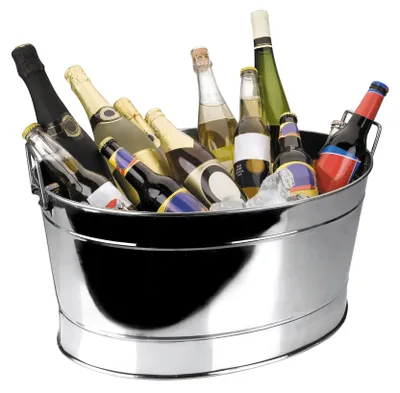 Edelstahl-Waschtisch oval 61x43x28 cm 32 Liter poliert