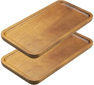 Productafbeelding van Ibenzoa® Houten serveerplankjes-set (2 stuks) – rechthoekige plankjes van natuurlijk hout, 20,3 x 10,8 x 1,5 cm, veelzijdig te gebruiken voor het serveren en opbergen