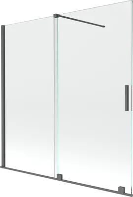 Produktbild von Mexen Velar 2-Flügel-Badewannenwand Regulierbare 150 x 160 cm, transparent, gun gray gebürstet - 896-160-000-01-66