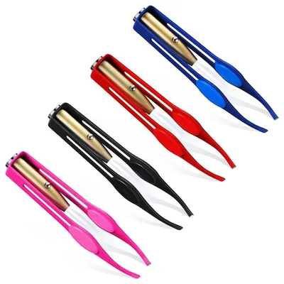 Produktbild von 4 Stück LED-Pinzette aus Edelstahl mit Licht, Make-up, Wimpern, Augenbrauen, Haarentfernung, beleuchtet