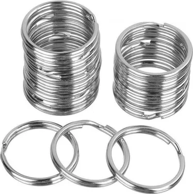 Produktbild von 50 Stück Metallrohlinge für Schlüsselanhänger mit Schlüsselringen, Karabinerverschluss und Schlüsselketten – 25 mm