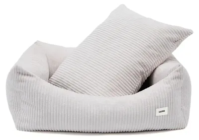 Produktbild von Snozy Hundebett aus weißem Cord – Größe S (56 x 50 x 18 cm) – weiches Hundebett für Hunde, bequem & gemütlich