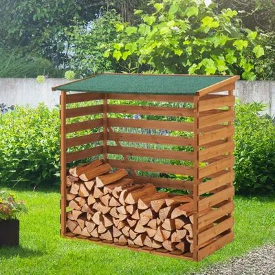 Immagine prodotto di Caminetto a legna da giardino Casetta porta legna da esterno 116x65x123cm Grebe