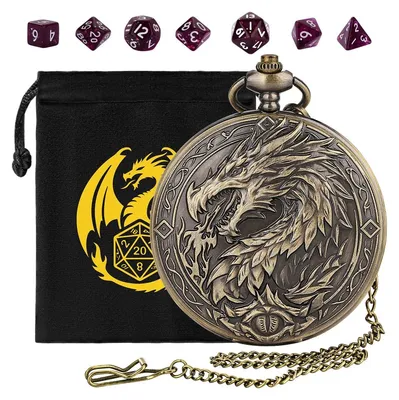 Productafbeelding van D&D dobbelsteen set met steampunk draken, in een luxe etui