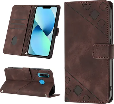Obrázek produktu pro Pouzdro pro Huawei P30 Lite vyražené Flip kožené peněženkové pouzdro s funkcí stojánku Hnědý