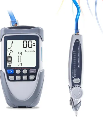 Obrázek produktu pro Ruční přenosný síťový kabelový tester LCD displej s velkou obrazovkou Digitální sledovače vodičů Kontrola kontinuity Napětí Baterie Polarita POE Test Multifunkční kabelový tester se svítilnou