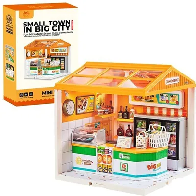 Productafbeelding van Zelfbouw miniatuurkiosk, supermarkt, knutselset, diorama, poppenhuis, 123 onderdelen, gemakswinkel