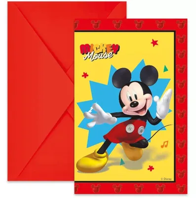 Produktbild von "Mickey Jump Into The Fun" Partydeko Artikel Variante: 6 Einladungskarten Papier