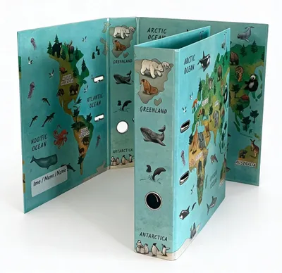 Produktbild von Designer-Aktenordner, A4, 7,5 cm, Karton – Weltkarte