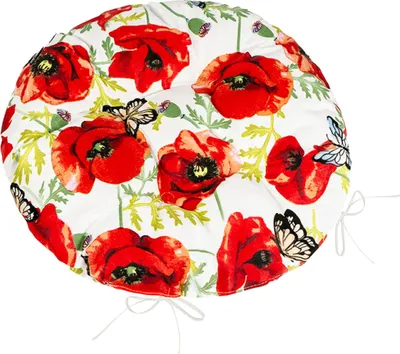 Produktbild von BERTA rundes gestepptes Sitzkissen - Durchmesser 40 cm - Rot,Weiß,Grün