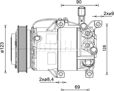 Produktbild von MAHLE ACP 1459 000P 5VS12ic Klimaanlage Klimakompressor PAG 46 YF R1234yf R134a für HYUNDAI i20 (PB, PBT)