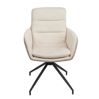 Immagine prodotto di set di 6 sedie per sala da pranzo HWC-K32, sedia da cucina poltroncina, posizione girevole automatica, tessuto MVG ~ crema-beige