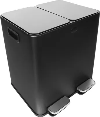 Produktbild von Buxibo Mülleimer Mülltrennung 30 Liter – Mülleimer mit Pedalen & Griffen – Treteimer/Mülleimer/Mülleimer – 2x15L – Schwarz