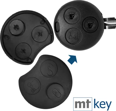 Produktbild von Auto Schlüssel Tasten Set 2X Tastenfeld kompatibel mit 3 Tasten Smart 450 Funk Schlüssel