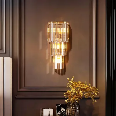 Produktbild von Kristall-Wandleuchte LED indirekt Wandbeleuchtung Kristall Wandlampe Dimmbar E14 Innen Wandlicht Flur Strahler Treppenleuchten Leuchte 50*19