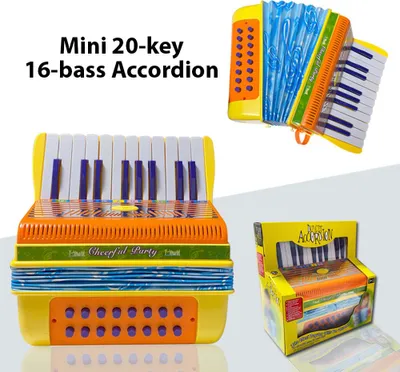Image de Mini Accordéon 20 touches 16 basses Matériau ABS avec boucle Accordéon à boutons léger Coordination œil-main Instrument de musique de scène pour débutants Cadeau de Noël