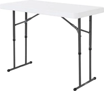 Obrázek produktu pro Výškově nastavitelný skládací stůl (12 m) - 4 nohy - granitově bílá