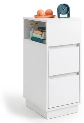 Produktbild von Relaxdays Nachttisch, 2 Schubladen, 1 offenes Fach, HxBxT: 64 x 24 x 30 cm, Schlafzimmer, Nachtschrank, weiß
