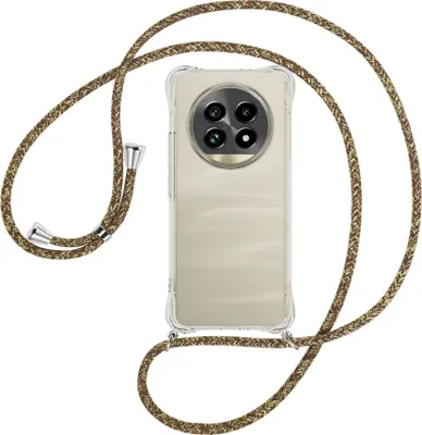 Produktbild von Handykette Backcover-Schutzhülle mit Band (Metall silberfarben) für Realme 13 Pro 5G - braun+beige